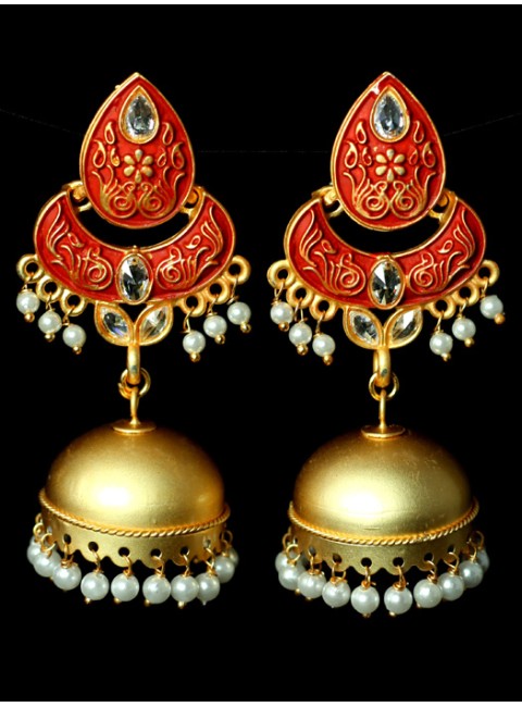 Reverse AD with Meenakari Jhumka Earrings