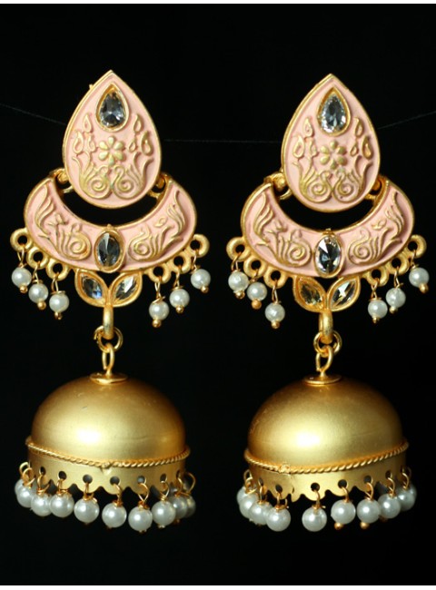 Reverse AD with Meenakari Jhumka Earrings