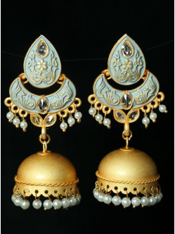 Reverse AD with Meenakari Jhumka Earrings