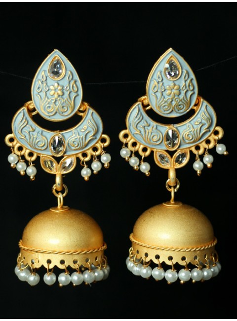 Reverse AD with Meenakari Jhumka Earrings