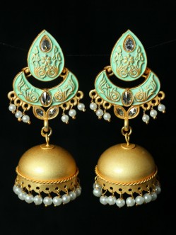 Reverse AD with Meenakari Jhumka Earrings